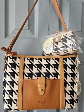 NWT  Spartina 449 Stoddard Black & White Houndstooth Shoulder Bag & Purse